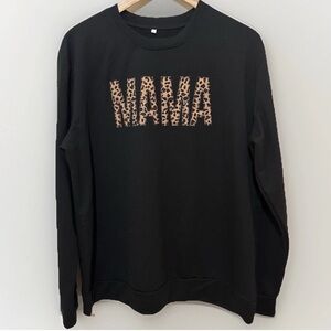 MAMA Leopard Print Crewneck Sweatshirt Black Animal Print Women’s Plus Size 2X